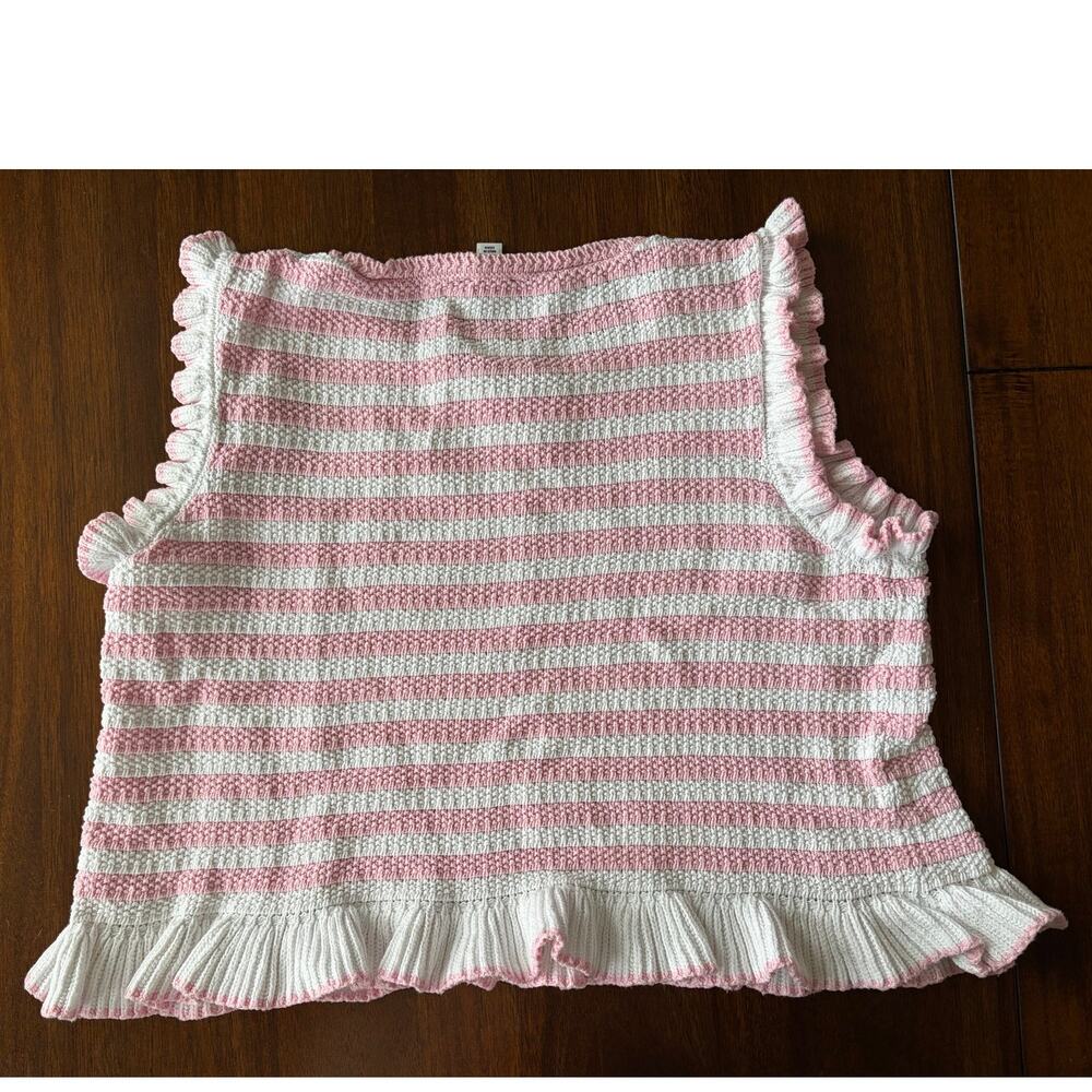 Crown & Ivy Pink and White Knitted Women's Top Size Large - Picture 2 of 6